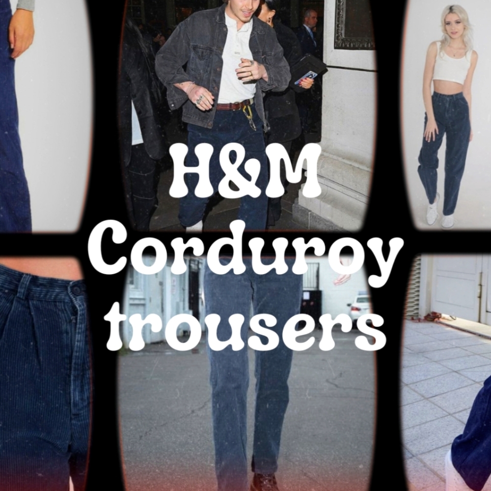 H&M navy blue corduroy trousers size 29W